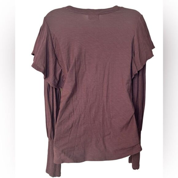 Nation LTD Pima Cotton Ruffle Smocked Sleeve Top - Picture 6 of 8